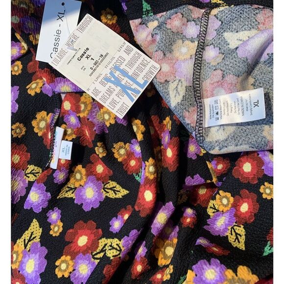 LuLaRoe Womens Skirt Cassie Black Purple Red Floral Pencil XL NWT - Picture 2 of 3